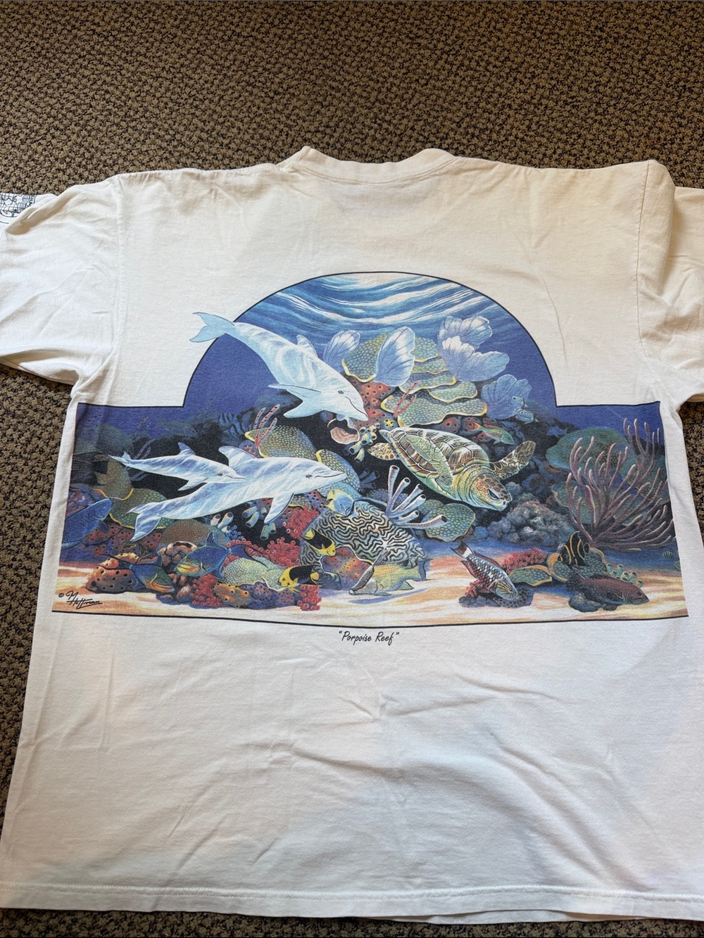 90s Vintage “Porpoise Reef” Ocean Life Graphic T-shirt - Picture 4 of 4